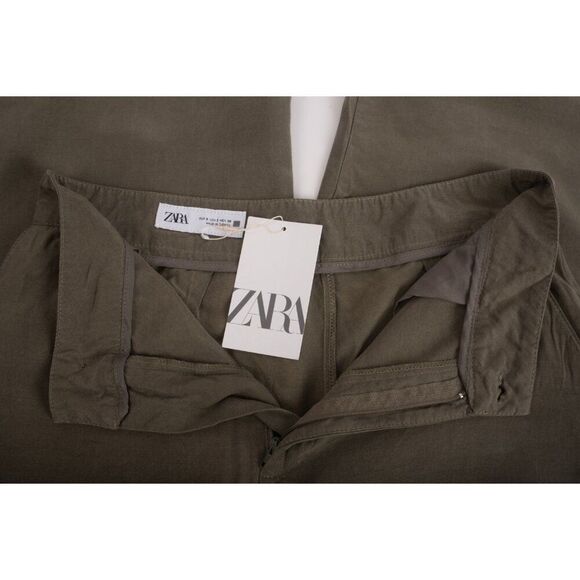 Zara Womans Pants Trousers Loose Fit Size S Khaki Green Wide Leg 0779/159 NWT - Picture 7 of 8